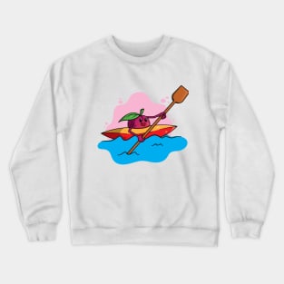 cute plum in a rowboat rowing in a lake Crewneck Sweatshirt